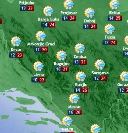 Prognoza vremena za Bosnu i Hercegovinu 24.5.2017.