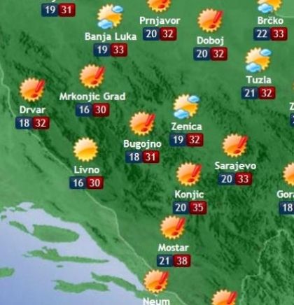 Prognoza vremena za Bosnu i Hercegovinu 12.7.2017.