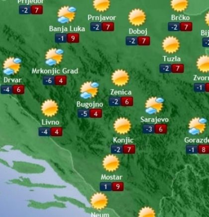 Prognoza vremena za Bosnu i Hercegovinu 18.1.2018.