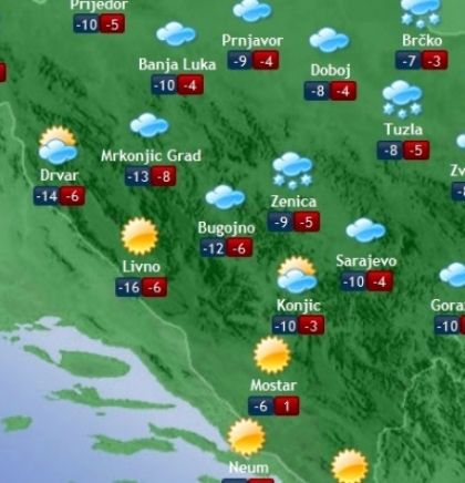 Prognoza vremena za Bosnu i Hercegovinu 28.2.2018.