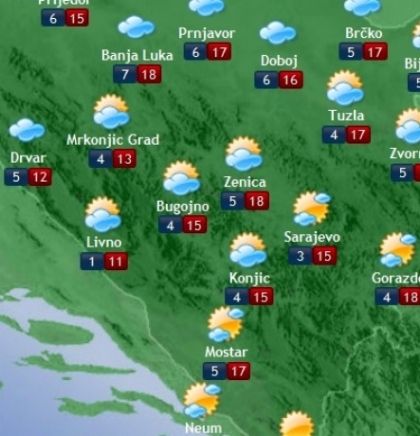 Prognoza vremena za Bosnu i Hercegovinu  29.3.2018.