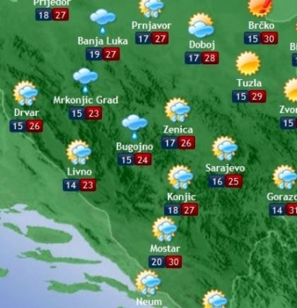 Prognoza vremena za Bosnu i Hercegovinu 31.5.2018