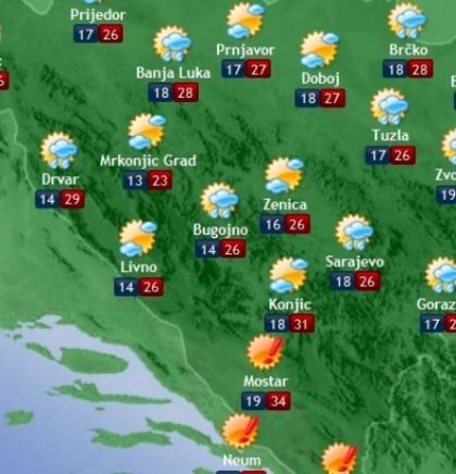 Prognoza vremena za Bosnu i Hercegovinu 13.7.2018