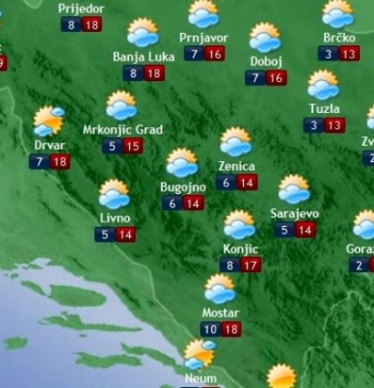 Prognoza vremena za Bosnu i Hercegovinu 25.10.2018