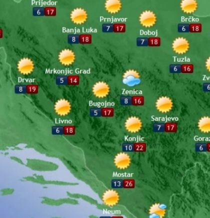 Prognoza vremena za Bosnu i Hercegovinu 4.10.2018