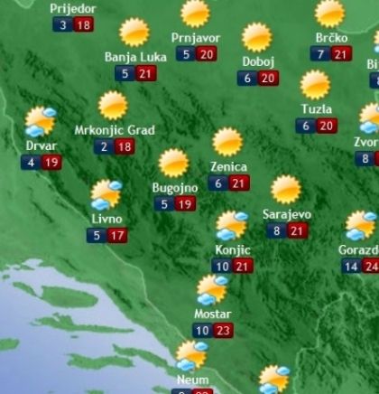 Prognoza vremena za Bosnu i Hercegovinu 1.10.2018