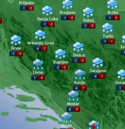 Prognoza vremena za Bosnu i Hercegovinu 14.12.2018