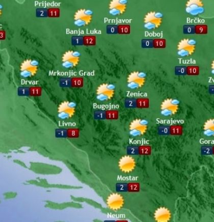 Prognoza vremena za Bosnu i Hercegovinu 7.12.2018