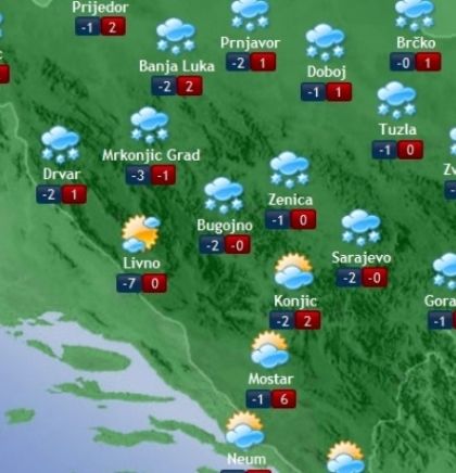 Prognoza vremena za Bosnu i Hercegovinu 10.1.2019