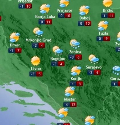 Prognoza vremena za Bosnu i Hercegovinu 12.3.2019