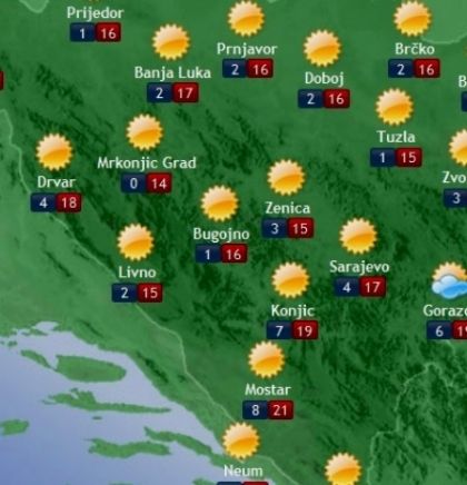 Prognoza vremena za Bosnu i Hercegovinu 24.4.2019