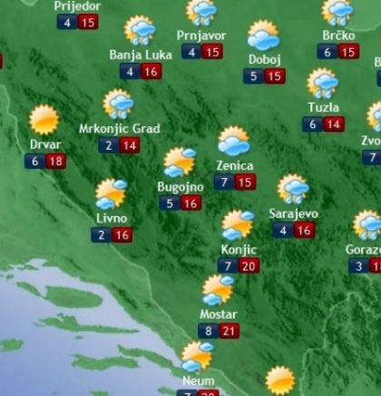 Prognoza vremena za Bosnu i Hercegovinu 23.4.2019