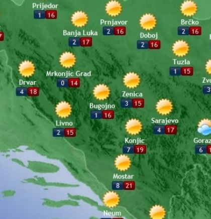 Prognoza vremena za Bosnu i Hercegovinu 22.4.2019