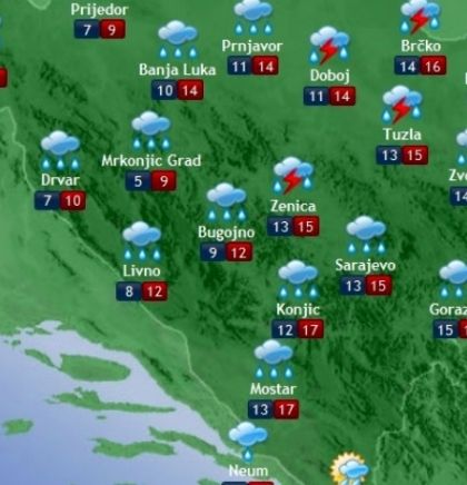 Prognoza vremena za Bosnu i Hercegovinu 13.5.2019