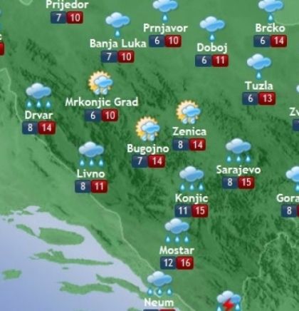 Prognoza vremena za Bosnu i Hercegovinu 12.11.2019